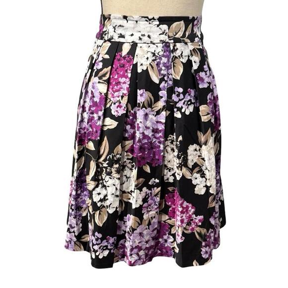 White House Black Market Dresses & Skirts - White House Black Market Floral A-Line Skirt - Black, Purple, White 8
